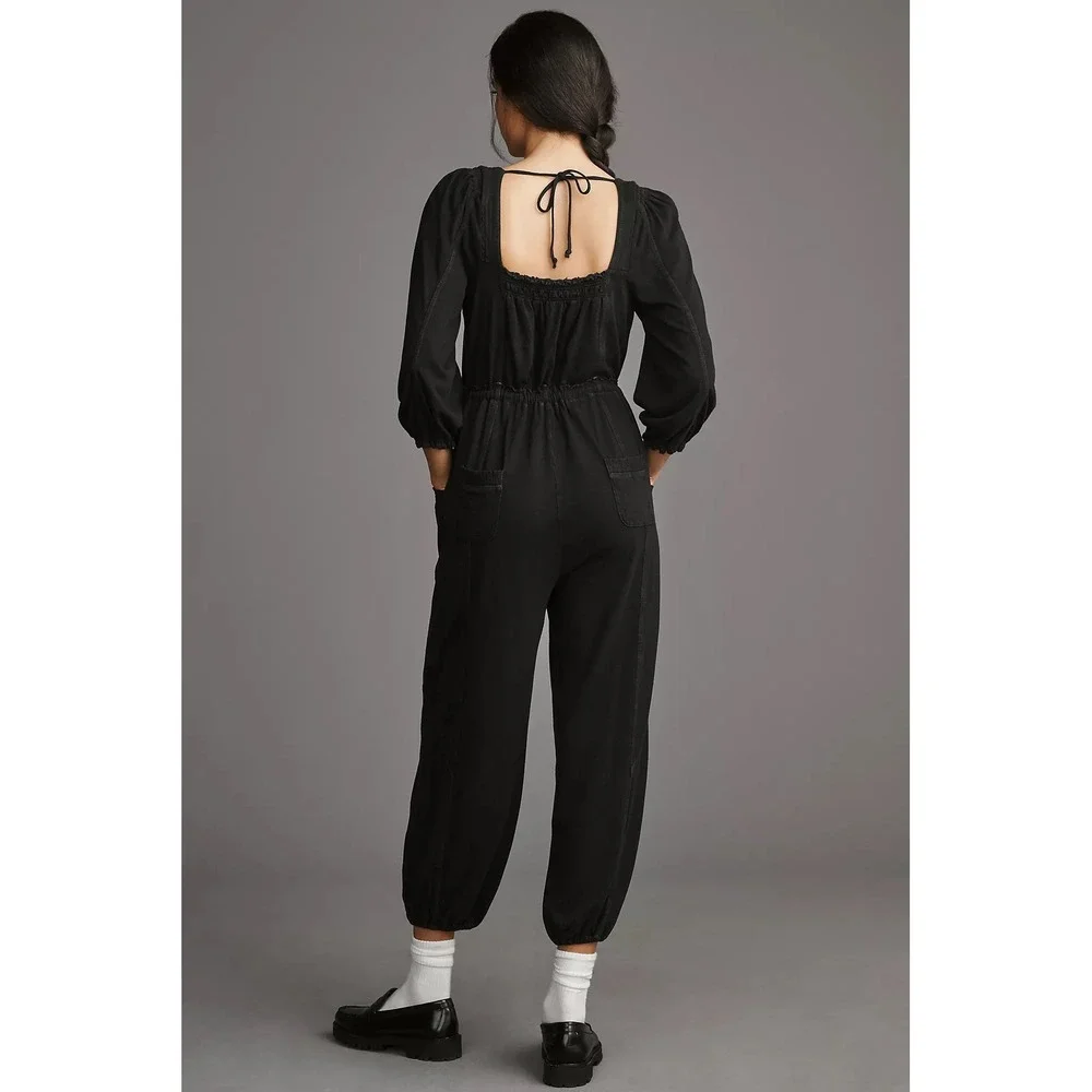 Daily Practice Anthropologie Mayotte Jumpsuit Black Long Sleeve Boho Size S - Picture 9 of 10